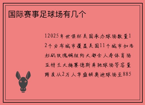 国际赛事足球场有几个